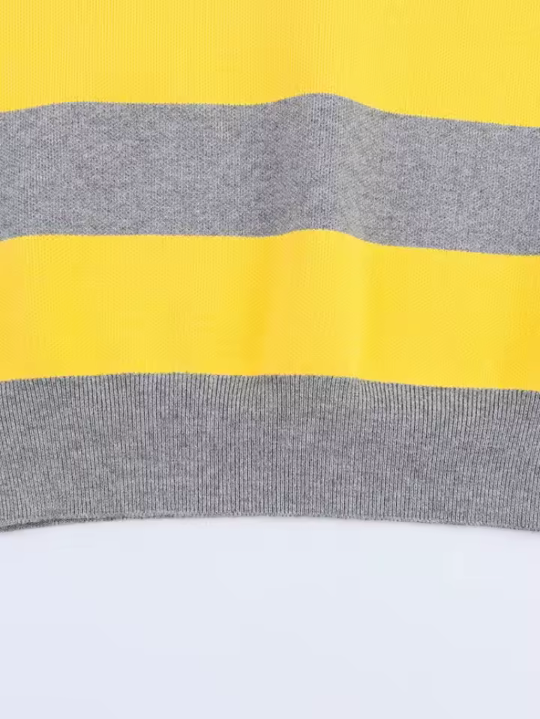 Gestreepte polo trui - Sunny Yellow & Grey
