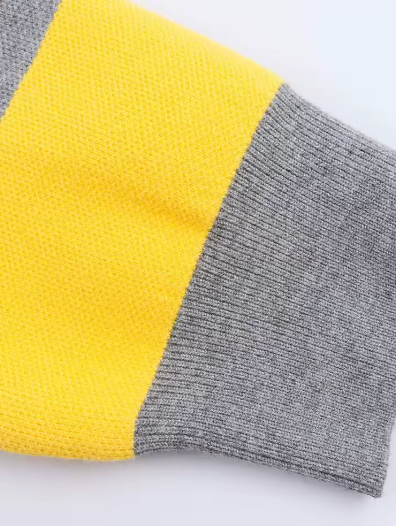 Gestreepte polo trui - Sunny Yellow & Grey
